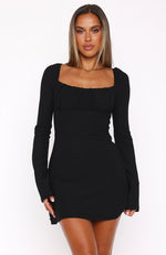 I Wanna Chill Long Sleeve Mini Dress Black