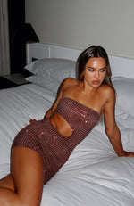 Sparkle For Me Embellished Mini Dress Chocolate