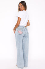 Emma Mid Rise Wide Leg Jeans Mid Blue