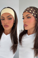 Staying Safe 2 Pack Headband Lemon & Choc Polka Dots