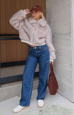 Kiara Mid Rise Barrel Leg Jeans Dark Blue