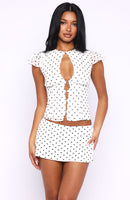 Choose Wisely Top White/Black Polka Dot