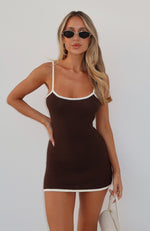 That Kind Of Woman Crochet Mini Dress Chocolate