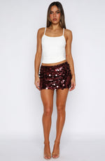 Disco Fever Mini Skirt Burgundy