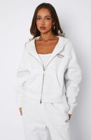 Can't Miss It Boxy Zip Front Hoodie Grey Marle/Rose Gold