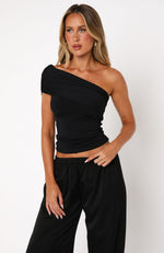 Don't Worry About It One Shoulder Top Black