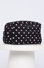 Take A Leap Cosmetic Bag Black/Pink Polka Dot