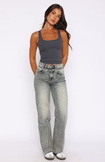 All Types Mid Rise Straight Leg Jeans Sand