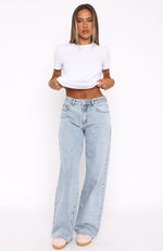 Emma Mid Rise Wide Leg Jeans Mid Blue