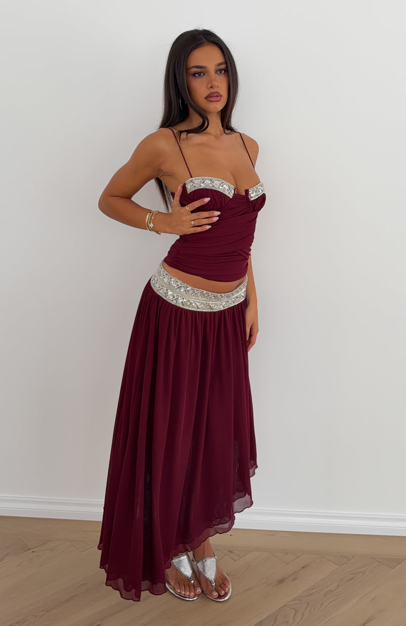 Alegria Midi Skirt Burgundy