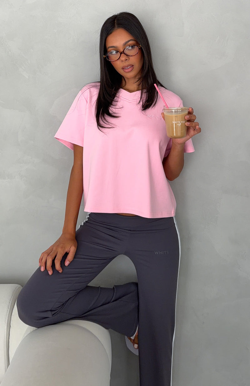 Always Serving V Neck Short Sleeve Tee Pink