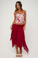 Cascade Around Me Midi Skirt Dragonfruit