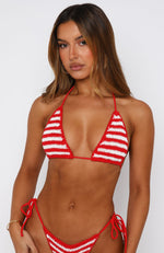 Shira Crochet Bikini Top Red/White Stripe