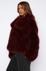 Dirty Martini Faux Fur Jacket Burgundy