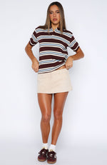 Silent Heartbeat Faux Suede Mini Skort Oat