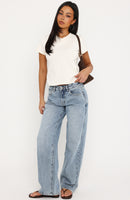Bring The Style Low Rise Wide Leg Jeans Vintage Ice Blue Wash