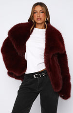 Dirty Martini Faux Fur Jacket Burgundy