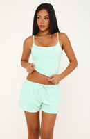 Causing Commotion Terry Lounge Shorts Aqua