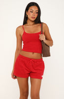 Causing Commotion Terry Lounge Shorts Red
