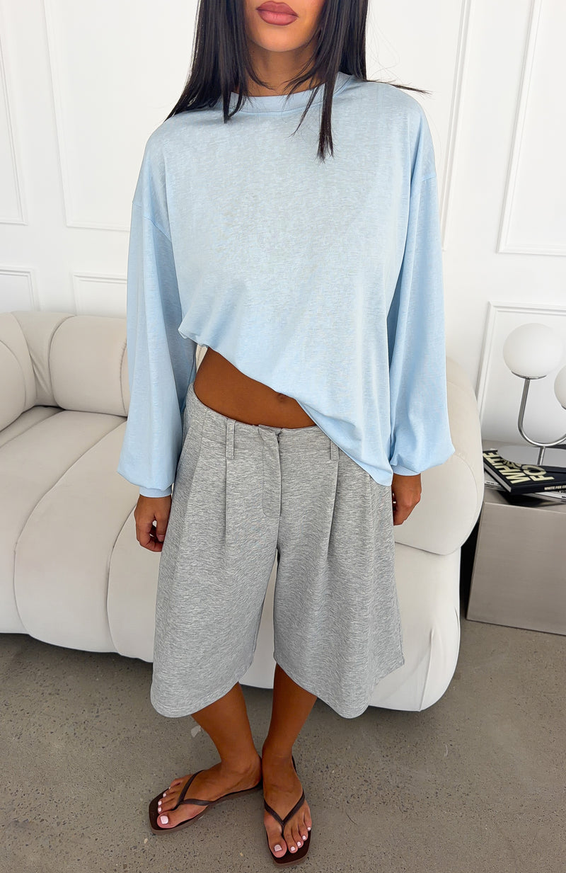 Comfy Girl Oversized Long Sleeve Tee Blue