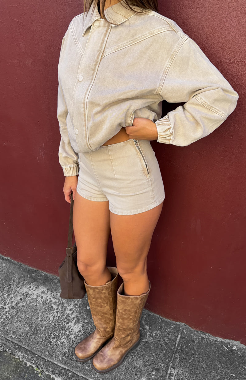 Cooler Than You Denim Shorts Sesame Wash