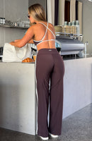 Crunch Mid Rise Wide Leggings Dark Chocolate/Cream