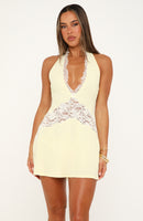 Cupids Bow Mini Dress Lemon