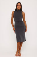 Don't Be Shy Midi Dress Charcoal