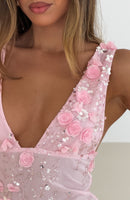 Dreamy Together Embellished Mini Dress Baby Pink