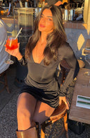 Be Right Back Long Sleeve Mini Dress Black