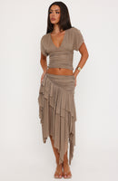 Cascade Around Me Midi Skirt Mushroom
