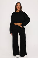 Give You A Break Wide Leg Sweatpants Black