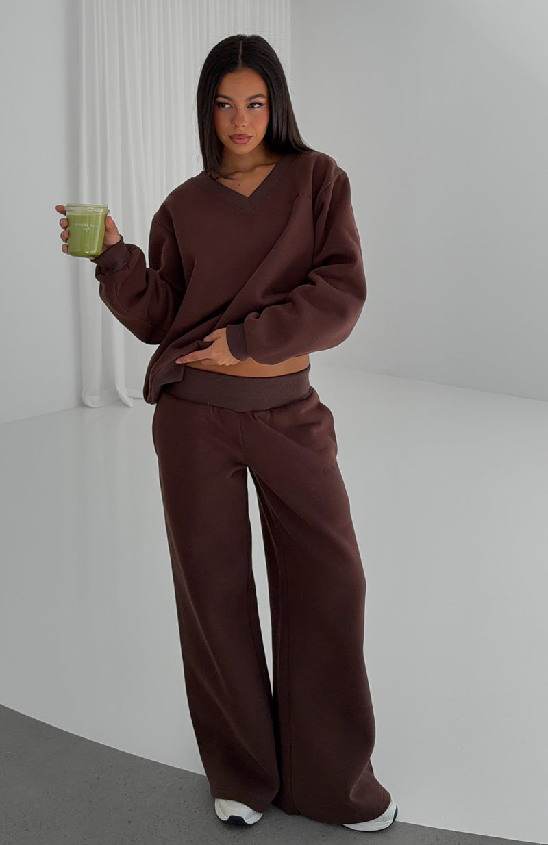 Give You A Break V Neck Oversized Sweater Chocolate