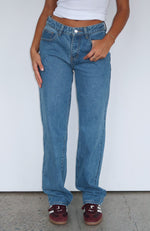 Zara Mid Rise Straight Leg Jeans Admiral Blue