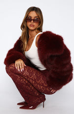 Dirty Martini Faux Fur Jacket Burgundy
