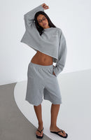 It Must Be A Sign Longline Lounge Shorts Dark Grey Marle