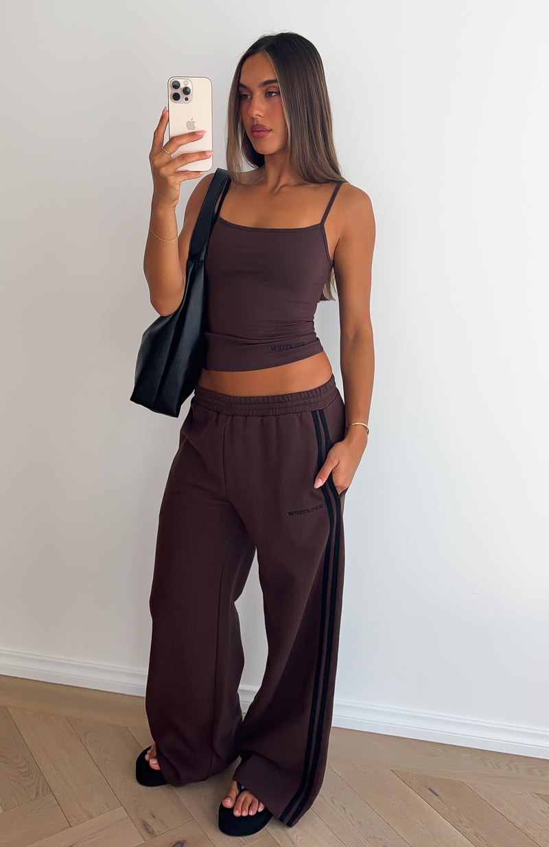 Just Let Things Be Wide Leg Sweatpants Chocolate