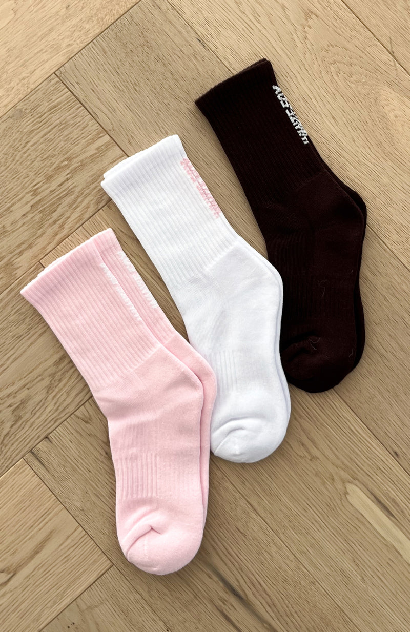Next Round 3 Pack Socks White/Chocolate/Pink