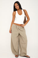 Off The Record Low Rise Pants Mushroom