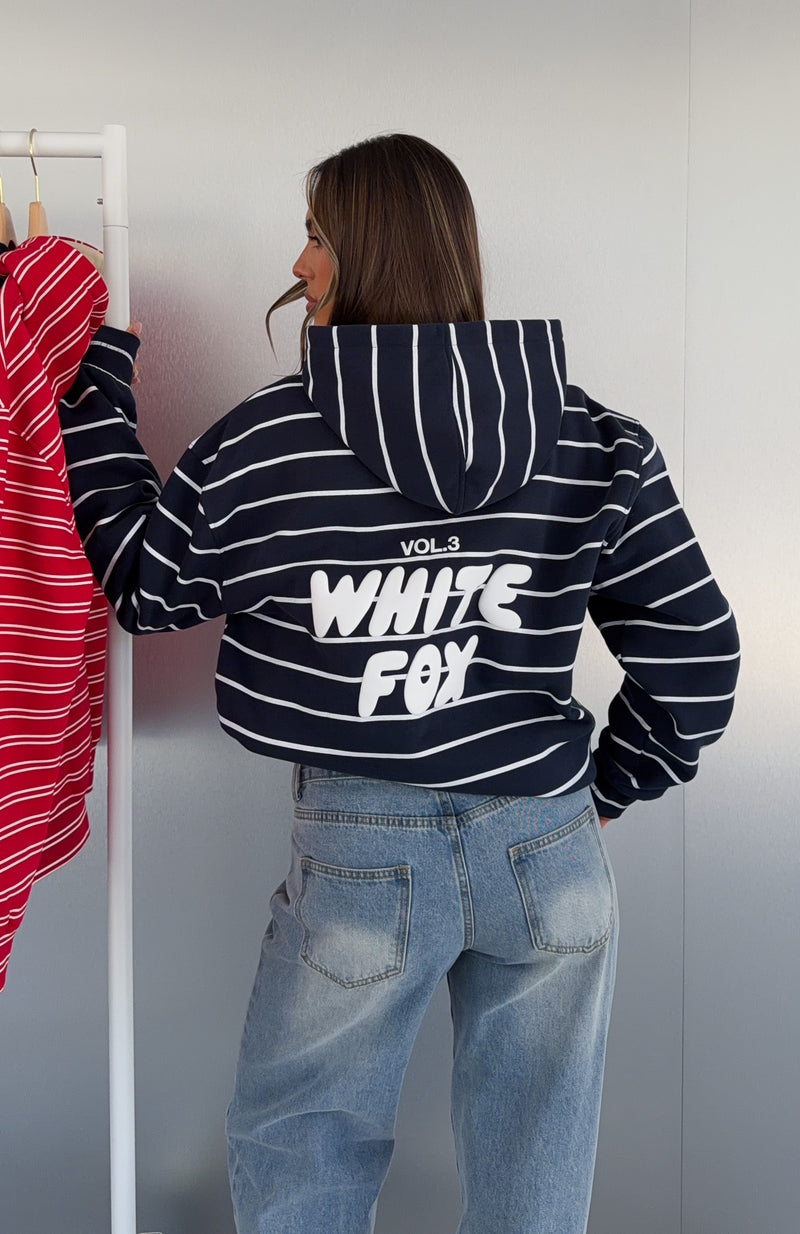 Offstage Striped Oversized Hoodie Navy/White Stripe