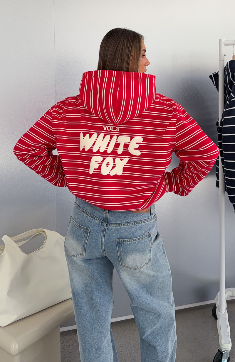 Offstage Striped Oversized Hoodie Red/Cream Stripe