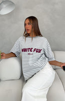 Offstage Striped Oversized Tee Grey/White Stripe