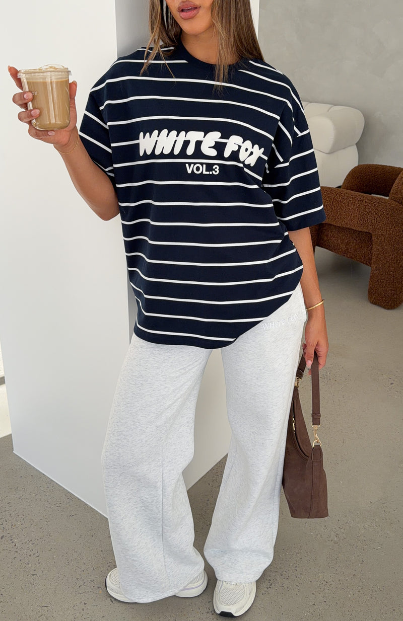 Offstage Striped Oversized Tee Navy/White Stripe