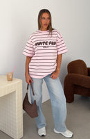 Offstage Striped Oversized Tee Posy/Chocolate Stripe