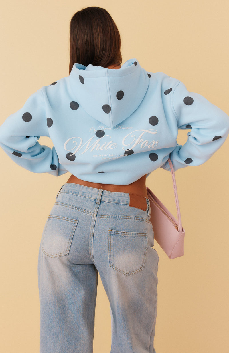 On Cloud Nineteen Angelique Oversized Hoodie Baby Blue Polka Dot