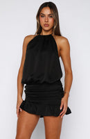 No Second Thoughts Halter Mini Dress Black