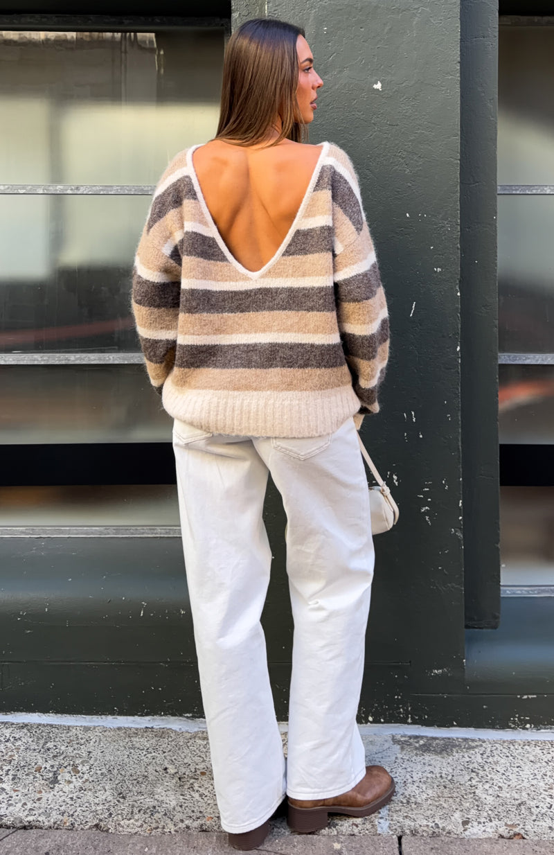 Softer Love Knit Sweater Neutral Stripe