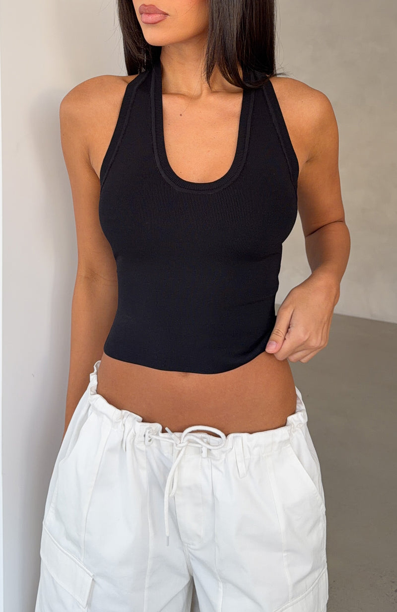 Sweetest Life Knit Racer Back Tank Top Black