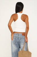 Sweetest Life Knit Racer Back Tank Top White