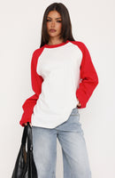 Take Her Out Long Sleeve Tee White/Red